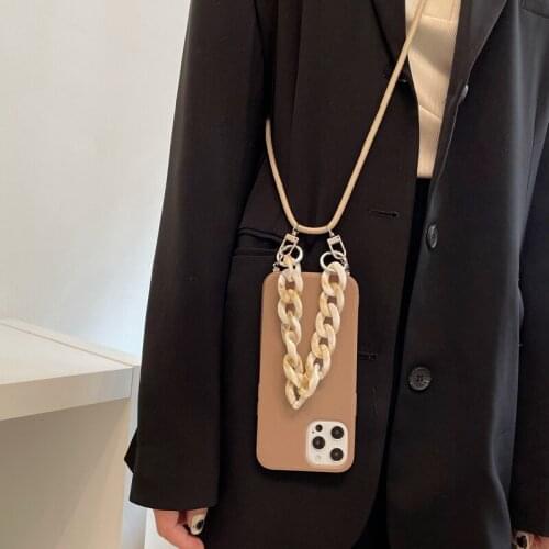 INS Niche Cross Body Lanyard Strap Case For iPhone 12 Pro Max 11 Pro XS Max XR X 7 8 Plus Soft TPU Acrylic Wristband Chain Cover