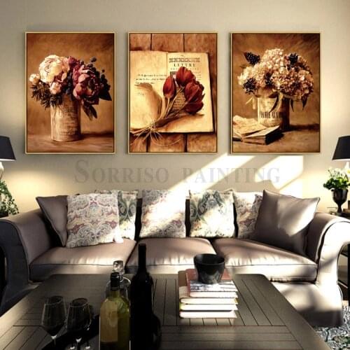 Classical Nostalgic Flower Still Life Canvas Painting Prints Hallway Pictures For Living Room Home Bedroom Decor Dining Wall Art