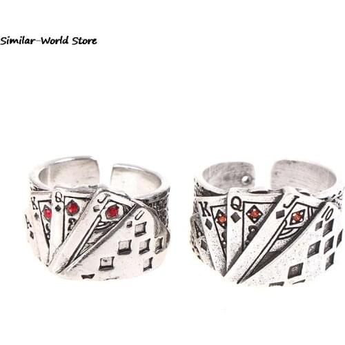 Playing Card Resizable Ring Stainless Steel Material Rings Hiphop Rock Street Fashion Trendy Man Jewelry Gift