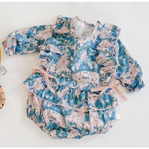Toddler Baby Girl Lovely Flower Romper Korean Style Autumn Baby Girl Princess Rompers Newborn Baby Girl Jumpsuit