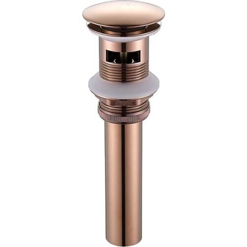 Brass Bathroom Basin Pop Up Drain With Overflow Design Black/Chrome Plated/Zirconium gold/rose gold/Brushed Gold 5colors
