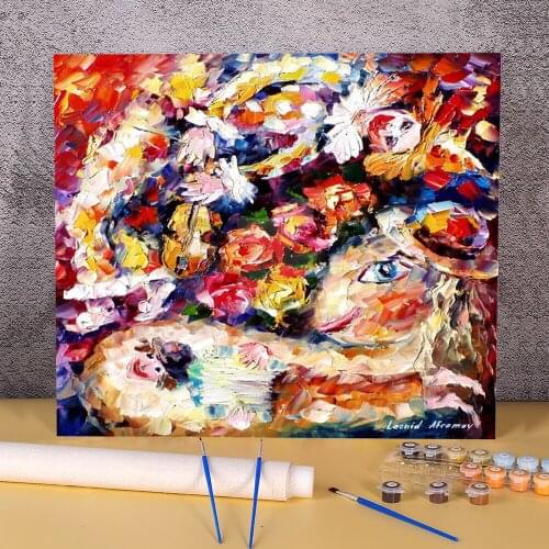 Oil Painting Style Air Clown DIY Paint By Numbers Complete Kit Oil Paints 50*70 Oil Painting Home Decor For Adults Art