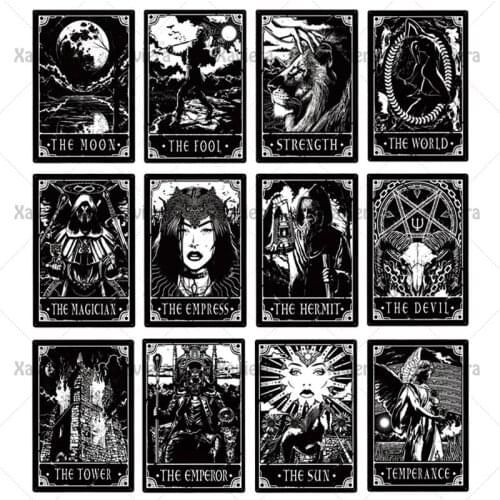 Tarot Brand Metal Tin Sign Art Wall Sticker Vintage Black Plaque Interior Decoration Bar Cafe Casino Crafts Iron Plate 20X30Cm