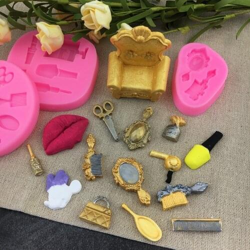 Reusable Hairdressing Cosmetics Lipstick Silicone Cooking Chocolate Cake Fondant Mold Cake Decoration Tools Household Moulds