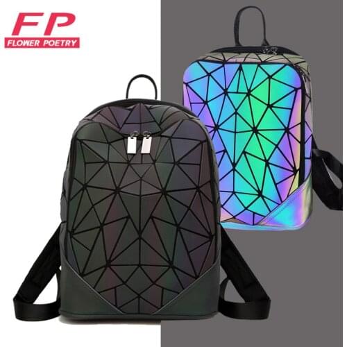 Fashion Women Backpack Mochila Geometric Luminous Backpacks Bagpack Girls Noctilucent Travel Shoulder Bags For School Back Pack