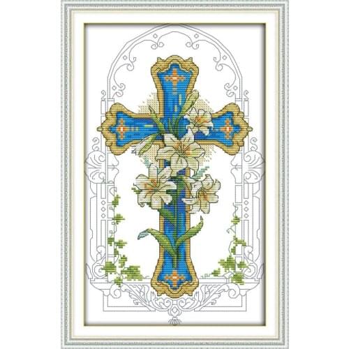 Joy Sunday DIY Needlework Handmade Cross Stitch Embroidery Sets 14 CT DMC Printed Canvas Jesus Christ Cross-Stitch Home Decor