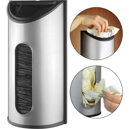 Wall Mount Holder Stainless Steel Bag Dispenser Trash Bag Saver Novelty Kitchen Storage Box Organizer Carrier Bag Store