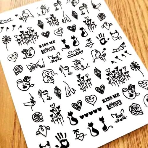 Newest CB196 3D design 3d nail sticker decal export Japan rhinestiones DIY decorations for nail wraps