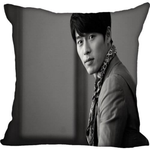 New Custom Hyun Bin Pillowcases Printed Square Silk Pillowcase Home Decorative zipper Satin Pillowcases (One Side)