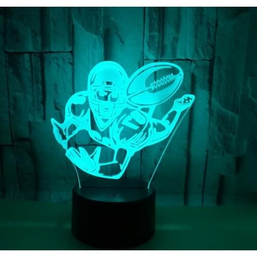 New Rugby 3d Lights 7 Color Touch Remote Christmas decorations gift for baby room lights wholesale 3d Light Fixtures