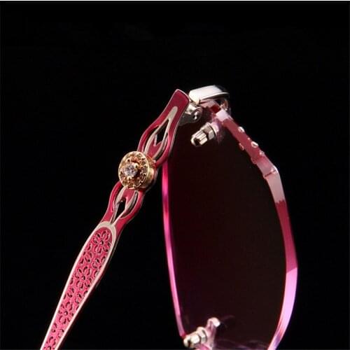 Eyeglasses Diopter Custom made Female models Optical Frame Including 1.61 Asphereic Tinted Lenses Rimless Glasses