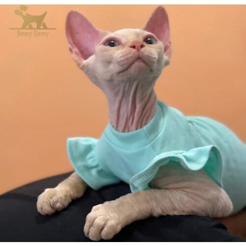 Sphynx Cat Clothes, Pullover Kitten T-Shirts with Sleeves, Adorable Hairless Cats Clothes Vest Pajamas Jumpsuit For Sphinx Fai