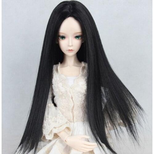 High Temperature Wire SD AOD DOD DZ Wigs Long Straight Black BJD 1/3 Doll Wigs