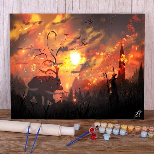 Scenery Magic Dusk Painting By Numbers Set Oil Paints 50*70 Picture By Numbers Photo Loft Wall Picture Adults Drawing