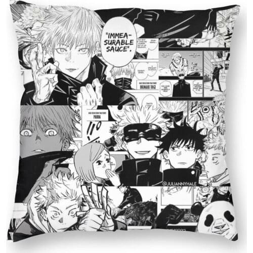 Custom Fashion Anime Jujutsu Kaisen Cushion Cover Two Side Printed Pillow Case for Car for Home Sofa Living Pillowcase