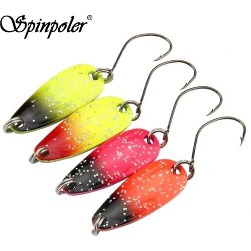 Spinpoler Fishing Metal Colorful Small Spoon Baits Ultralight 3g 4pcs Area Trout With Sharp Single Barbed Hook