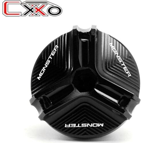 With MONSTER LOGO For Ducati MONSTER 696 795 796 821 1200 1200S 1100 EVO Motorcycle Engine Oil CNC Filler Cap Plug Bolt Screws