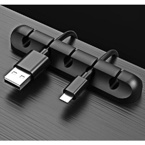 Silicone Black Cable Organizer Cable Holder Mouse Wire Holder 2Pcs/Lot Desk Use Cable Management Charger Holder Cable winder