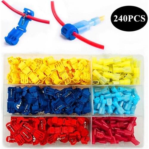 T-Tap Wire Connectors, Self-Stripping Quick Splice Electrical Wire Terminals, Insulated Male Quick Disconnect Spade Terminals