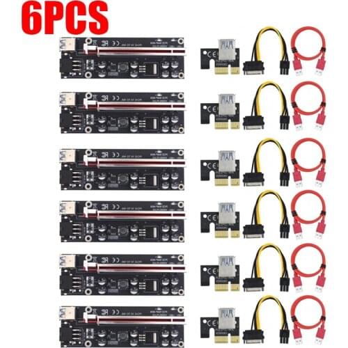 6PCS PCIE 1X To 16X Graphics Extens PCI-E To PCIE Adapter Extension Cable Video Card Gamer Graphics Card Riser For Video Card
