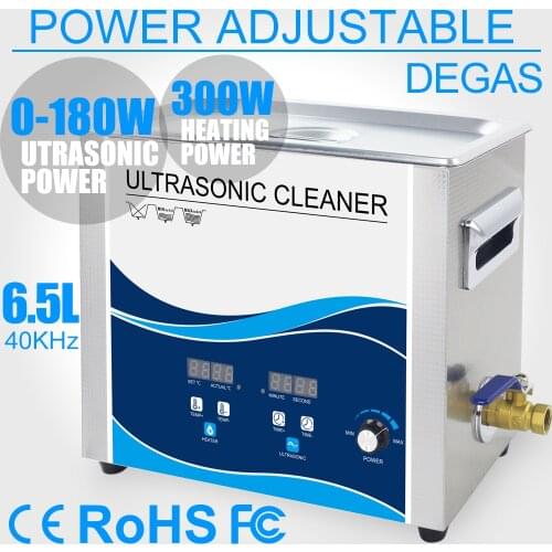 6L Ultrasonic Cleaner Bath 180W Power Adjustable Heater Degas Electronic Dental Lab Optical Parts Filter Hardware Washer