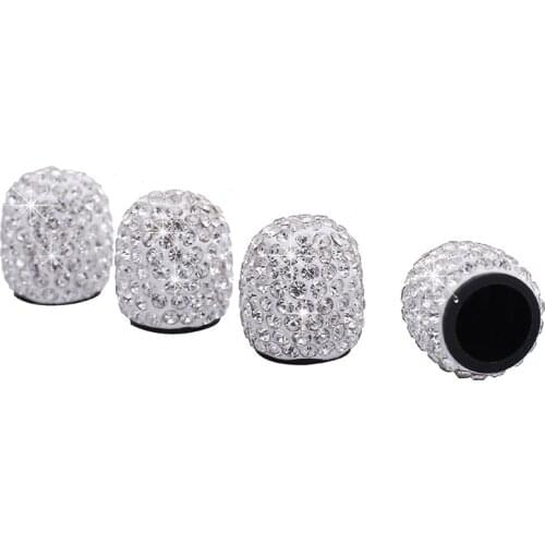 Universal 4 Pack Valve Stem Caps Handmade Crystal Rhinestone Car Tire Valve Caps Chrome Attractive Dustproof Bling Accessories