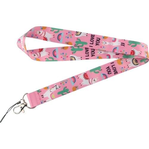 ZF1293 1pcs Cute Alpaca Pink Series Keychain Tags Strap Neck Lanyards For Keys ID Card Gym Phone USB Badge Holder DIY Hang Rope