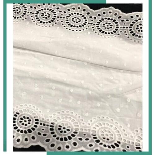 White Floral Hollow Lace Cloth Spot Embroidered Womens Summer Cotton Cloth Hollow Lace Fabric