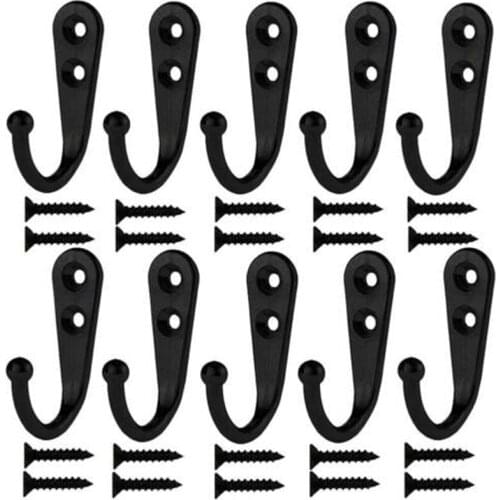 10pcs Wall Mounted Hook Coat Hat Holder Key Hanger With 20 Pieces Screws Zinc Alloy Home Storage Hook Organize