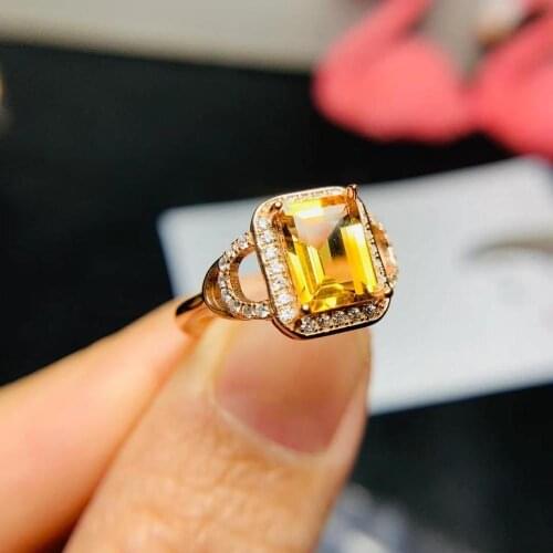 100% Real And Natural Citrine ring Real natural citrine 925 sterling silver Fine yellow citrine