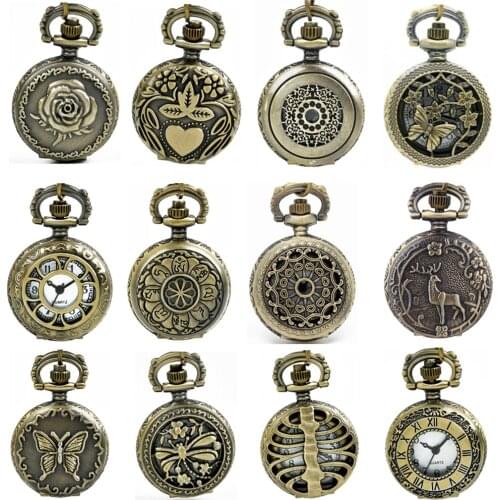 12PCS assorted small Pocket Watch Necklace Christmas cosplay birthday promotion student gift steampunk hang items