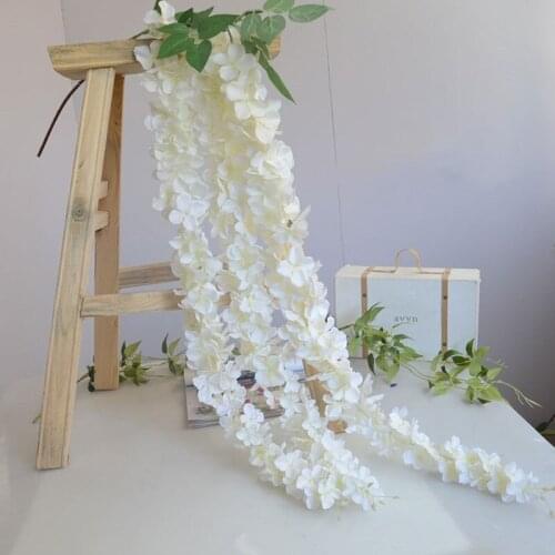 165cm Long Elegant Wisteria Rattan Artificial Silk Hydrangea Flowers For Wedding Centerpieces Decorations Home Ornament
