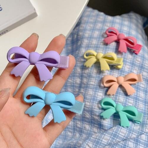 2PCS/Set Fashion Candy Color Small Bow Hair Clips For Woman Girls Safety Hair Pins Barrettes Hairgrips Headwear Hair Accessories