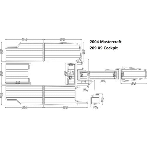 2004 Mastercraft 209 X9 Cockpit Pad Boat EVA Teak Decking 1/4" 6mm