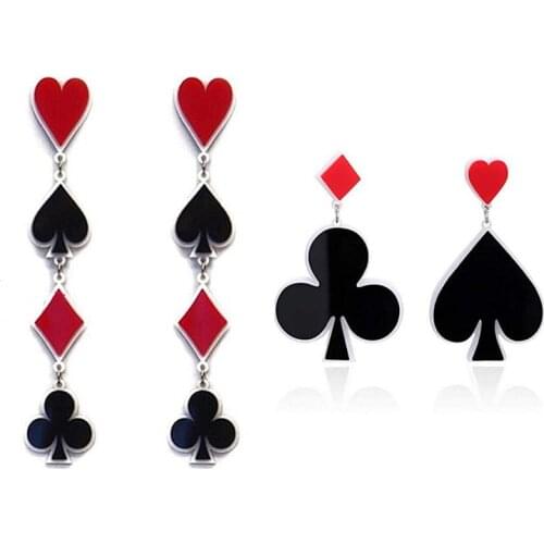 2021 Oorbellen Drop Earring Playing Cards Aretes De Mujer Dangle Earrings For Women Pendientes Heart Poker Long Earrings Vintage