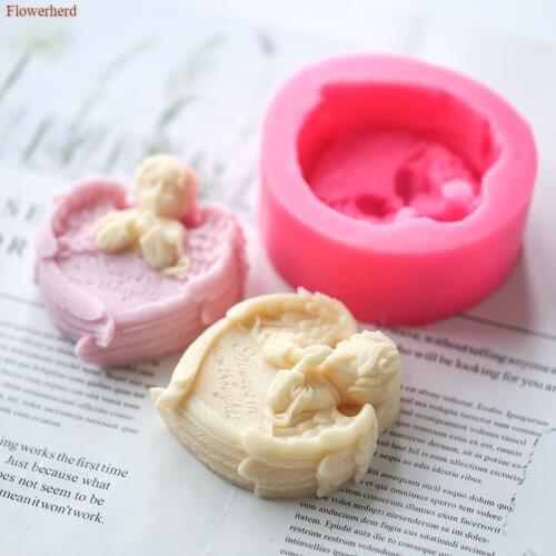 3d Blessing Angel Handmade Soap Silicone Mold Heart Shape Baking Mousse Mold Soap Making Supplies DIY Chocolate Mold Cake Decor