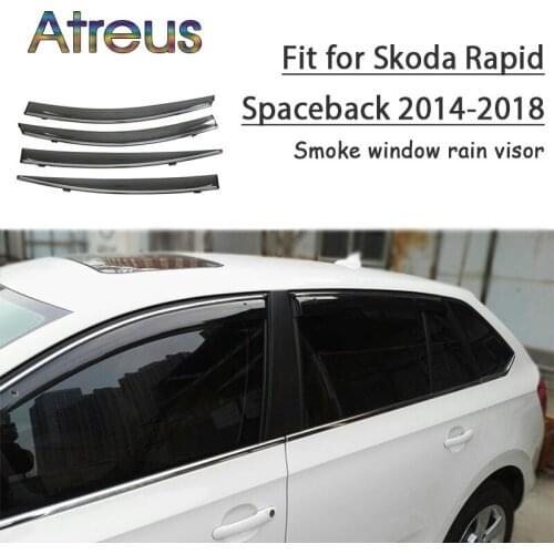 Atreus 1set ABS For 2018 2017 2016-2014 Skoda Rapid Spaceback Accessories Car Vent Sun Deflectors Guard Smoke Window Rain Visor