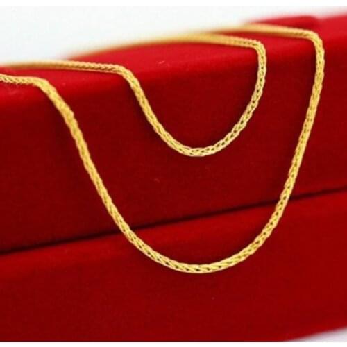 Real 18K Yellow Gold Wheat Foxtail Chain Women Necklace 16" 18" 20" GUARANTEED 18KT PURE GOLD 1mmW Necklace Spring Clasp