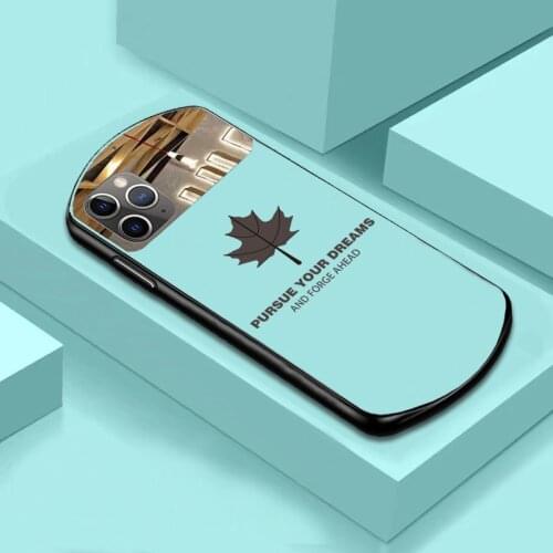 Luxury Cute Oval Maple Leaf Tempered Glass Phone Case For iPhone 11 12 Pro Max XSmax XR X SE 8 7 6 Plus Mirror Silicone Funda