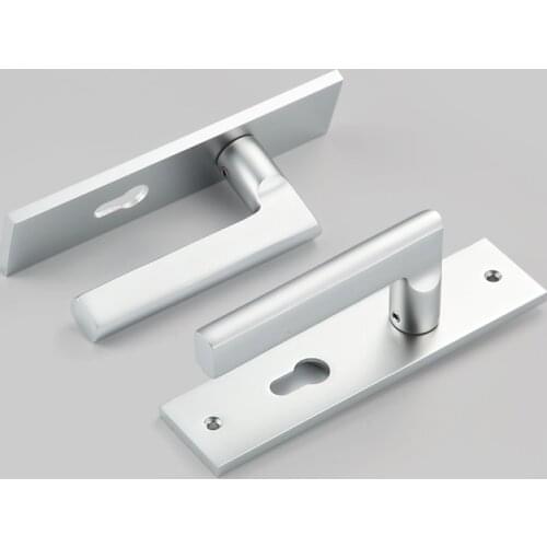 Black White solid aluminum door locks bedroom Continental door handle minimalist interior cylinder lock security locks packages