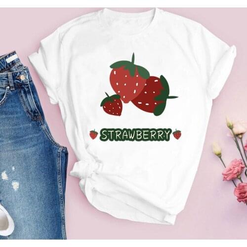 Strawberry Graphic Print T-shirt Women Harajuku Aesthetic Female Tops Casual Tee Tshirt femme Summer Fashion Ladies T Shirt