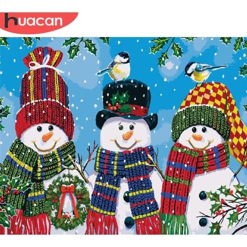 HUACAN DIY Painting By Number Snowman Art Pictures By Number Kits Home Decor Drawing On Canvas HandPainted Christmas Gift