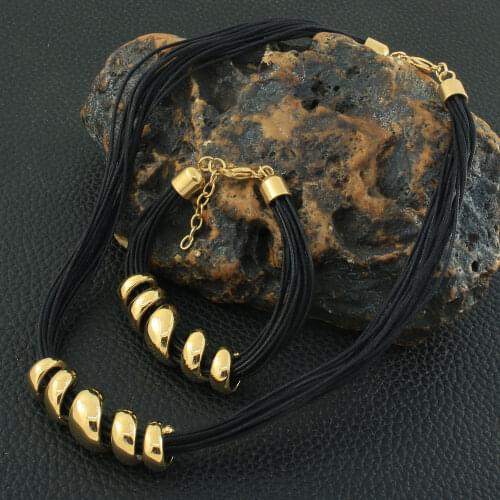 Joyas Free Shipping Gold Color Necklace Bracelet Sets Newest Stainless Steel Jewelry For Women Fashion SEDZIKCF