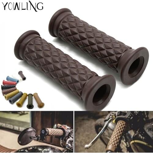 2Pcs Motorcycle 7/8" Rubber Vintage Handlebar Hand Grips Bar End Non-slip Girds Motocross Handle Bar Moto Accessories