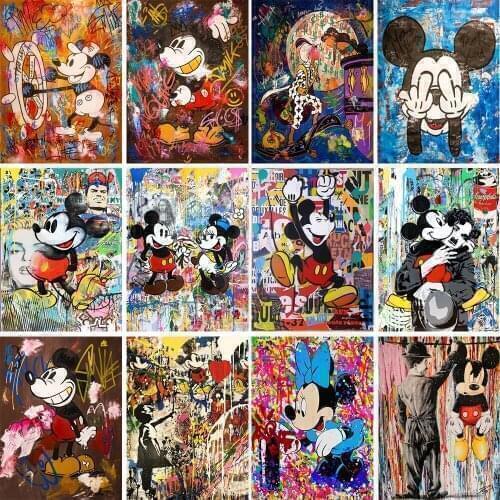 5D DIY Disney Diamond Painting Graffiti Art Mickey Mouse Donald Duck Diamond Embroidery Full Cross Stitch Kits Mosaic Home Decor