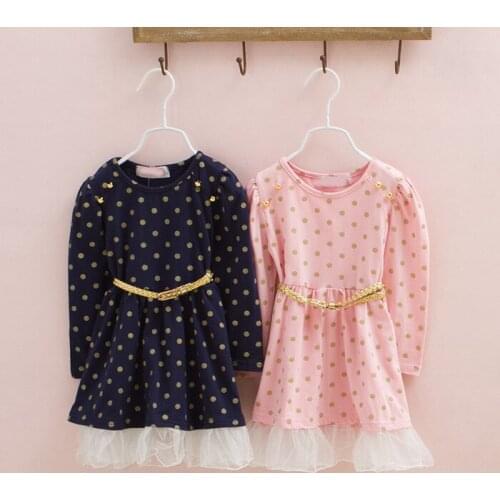 Girls Dress Fancy Kids gold dot Dresses cotton Children Wedding Gowns Formal Prom Vestidos Baby Xmas clothes for Girl