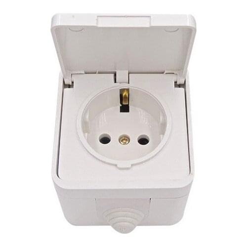 EU Wall Surface mounted Power Outlet Outdoor Waterproof Rainproof Dustproof Socket 16A European German Home Industrial Socket