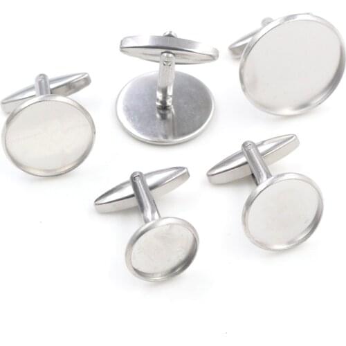 Never Fade 10pcs/ Lot 12mm,14mm,16mm,18mm,20mm, Stainless Steel Cufflink Base Cuff Link Settings Cabochon Cameo Base