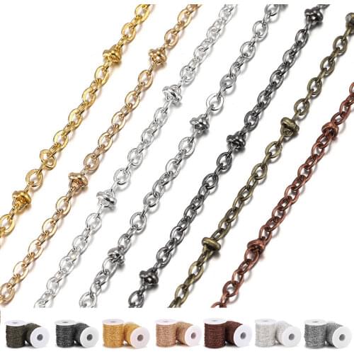 5 Meters/lot 2 Size Stainless steel round squash cross chain necklace DIY jewelry making materials charm classic handmade