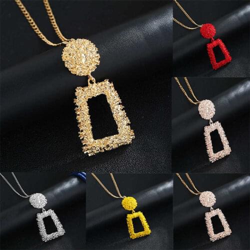 Necklace Fashion Charm Women Sweater Jewelry Metal Geometric Pendant Chain Long